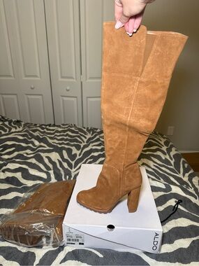 ALDO Tall Suede Over-the-Knee Boot in Chestnut